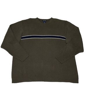 Vintage Cherokee olive colored sweater with navy stripe